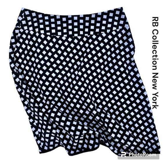 NEW RB Collection New York SZ 12 Black White Checkered Print Skirt - Picture 1 of 10
